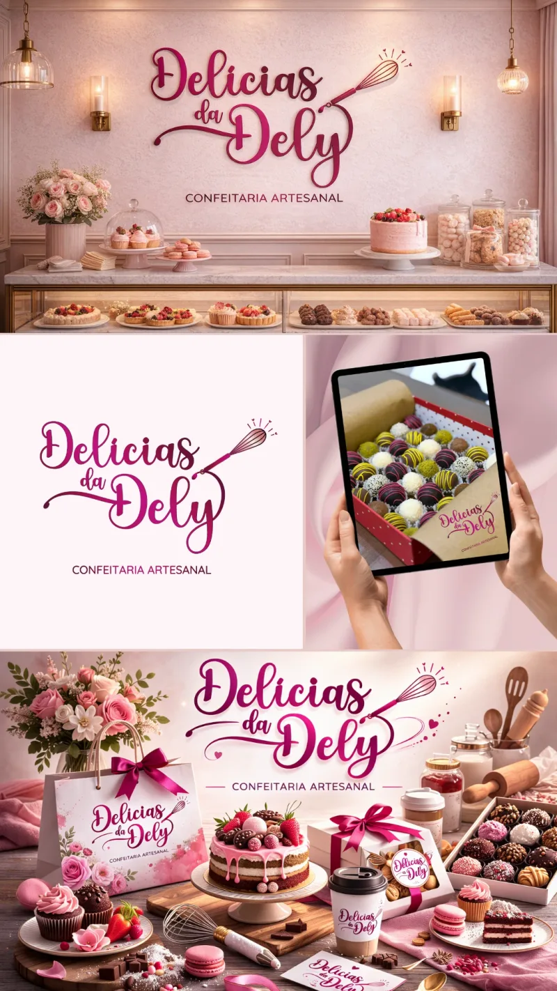 Identidade visual para confeitaria artesanal — Delícias da Dely