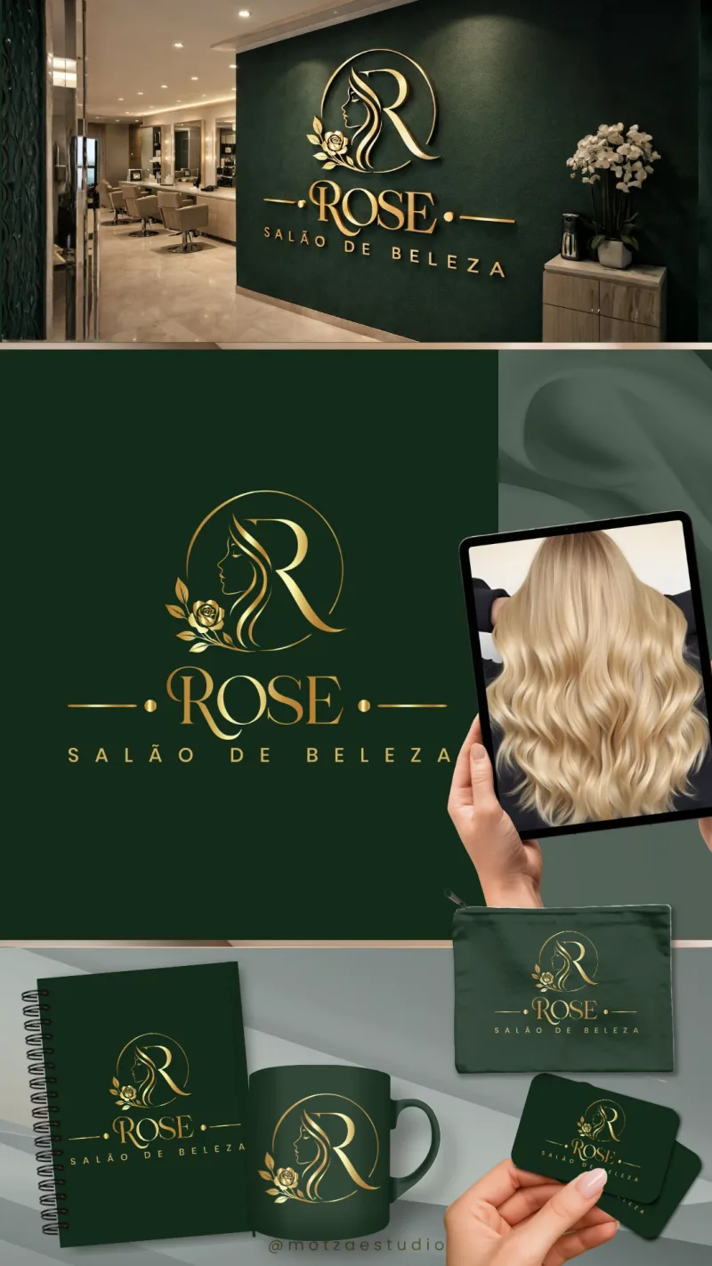 Identidade visual para salão de beleza — Rose Salão de Beleza